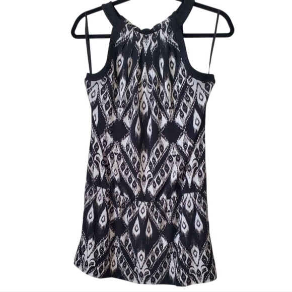 White House Black Market Tops - White House Black Market Ikat Halter Tunic Drop Waist Top  Black & White Size M